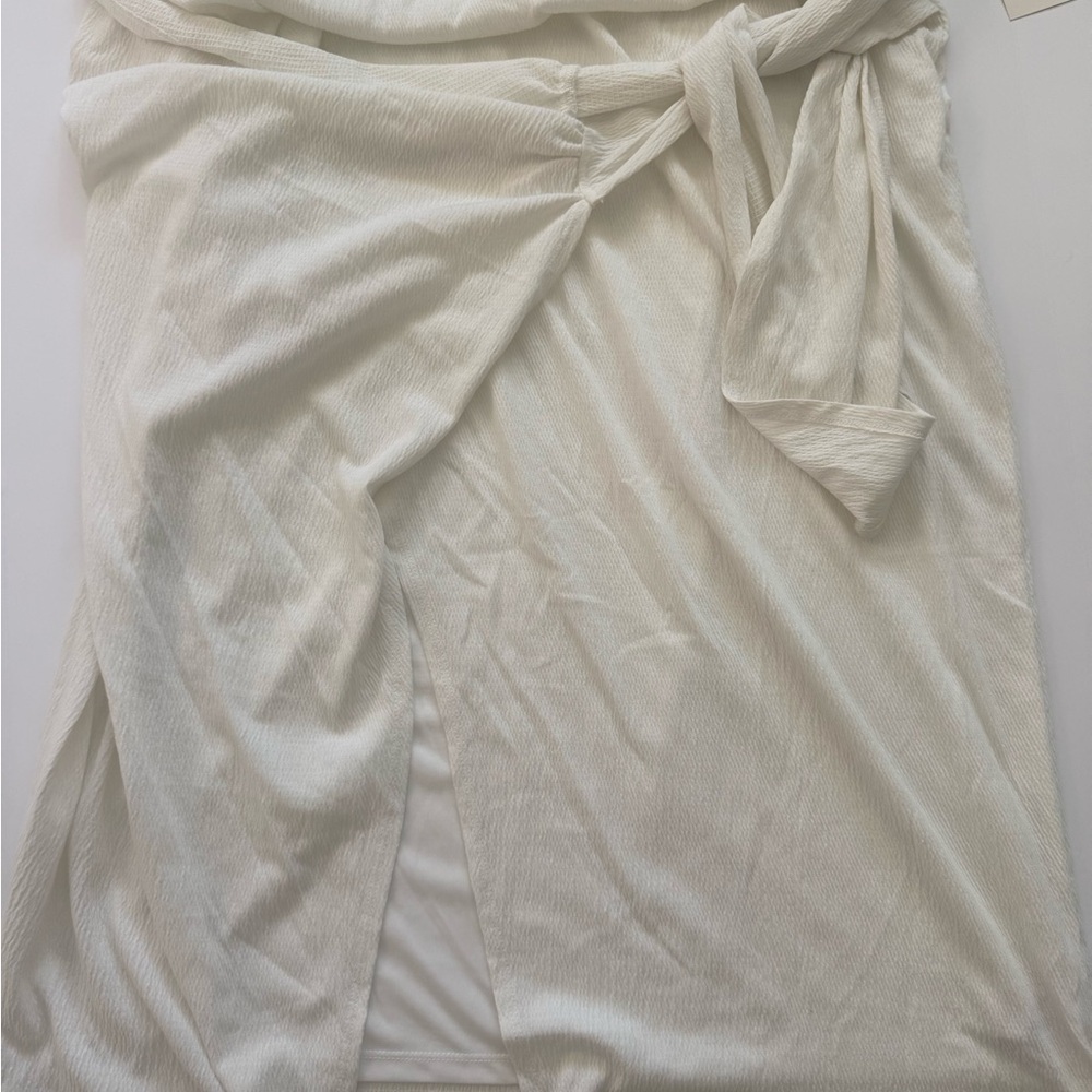 A New Day Cream Midi Wrap Skirt